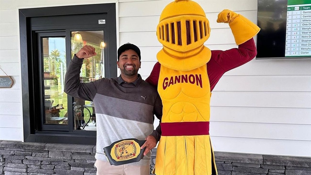 Yadhu Urs celebrating his Bud Elwell Fall Classic victory